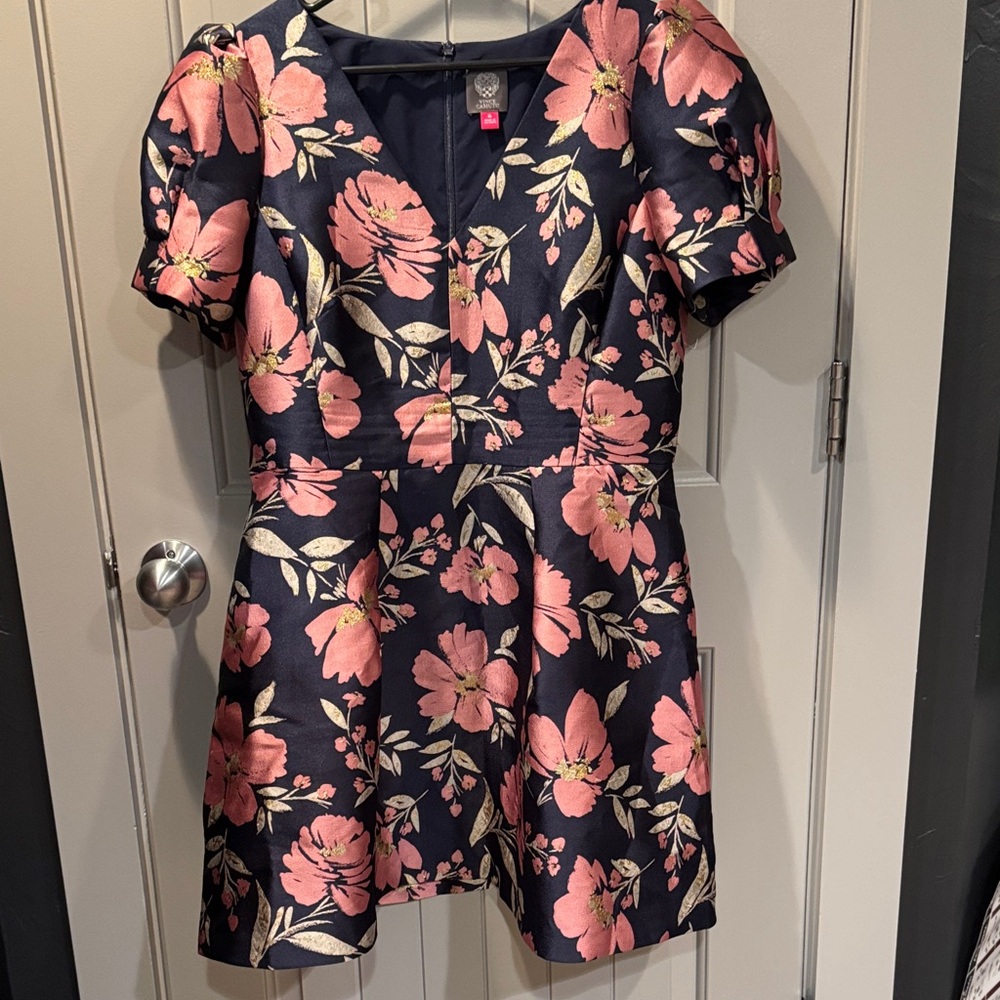 Vince Camuto Navy and Pink Floral Dress